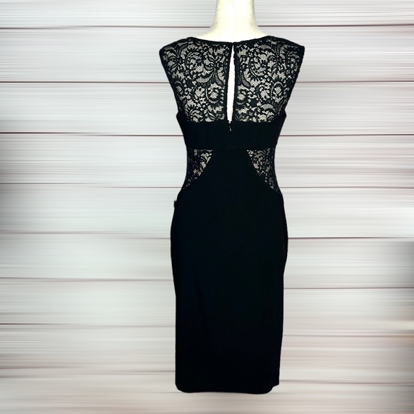 NWT Vera Wang Little Black Cocktail Sheath Dress Sleeveless Lace Panels US 6 - Picture 6 of 13